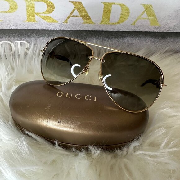 Authentic Gucci Marina Chain Aviator Sunglasses GG 4225/S Gold Black - Picture 3 of 12